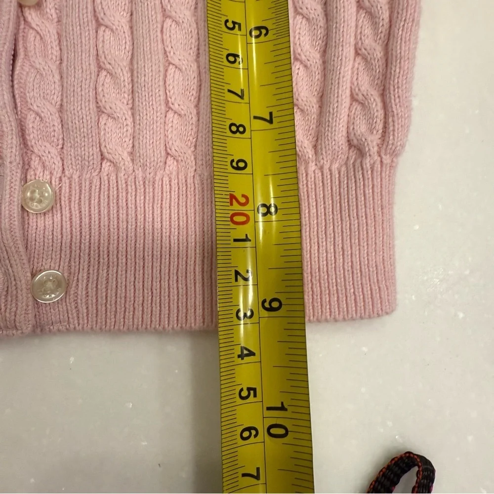 Ralph Lauren Baby Girl 2 PCS Set Pink Cable Knit Cardigan & Polo Onsie Sz 3 Mo